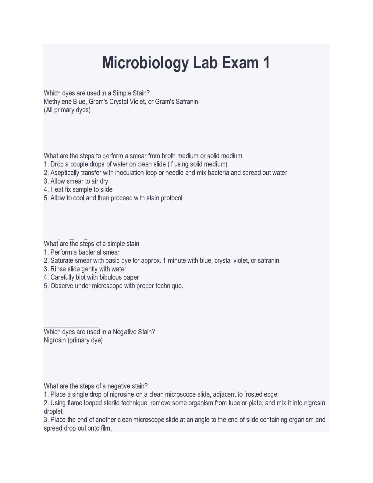 Preview image for Microbiology Lab Exam 1